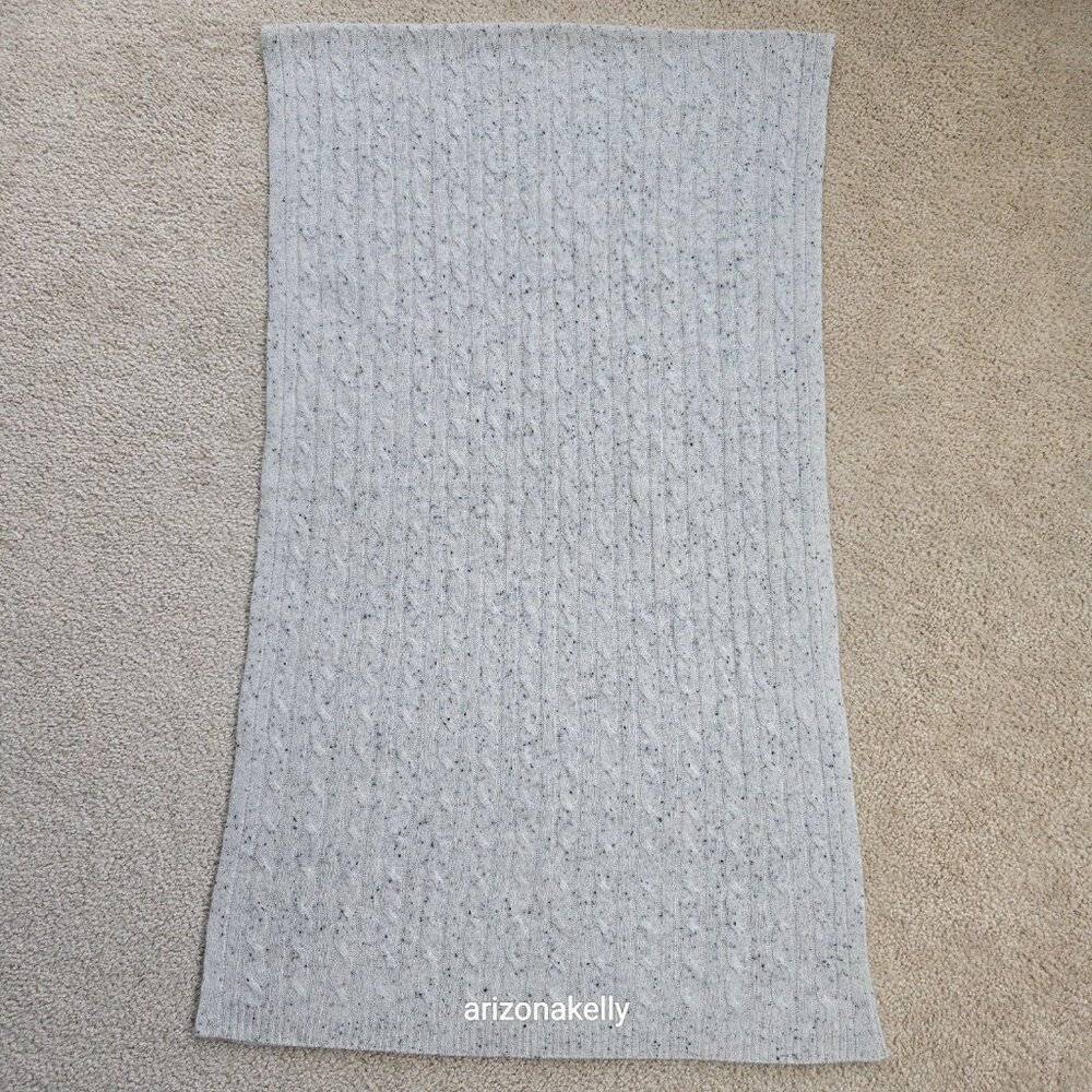 Speckled Cashmere Cable Knit Creme Oversized Scarf - Picture 13 of 13